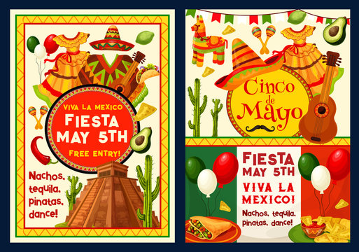 Cinco de Mayo Mexican vector greeting card