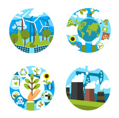 Vector icons for green nature environment ecology