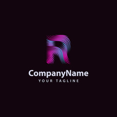Obraz premium Letter R modern Wave line Logo design template.