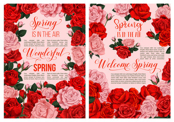 Spring rose flower blossom festive poster design