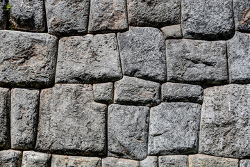 Inca stone walls at the Sacsayhuaman archaeological site, Cusco (Cuzco), Peru