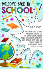 Back to School vector poster globe and book