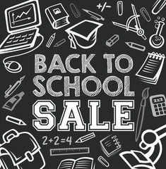 Back to School vector blackboard sale poster