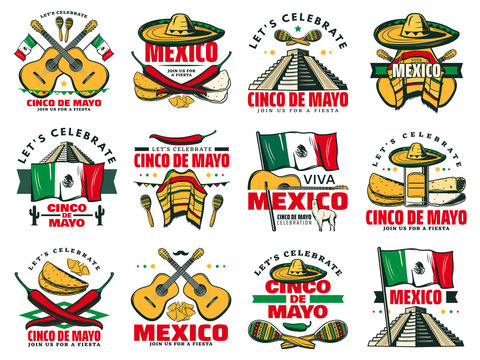 Viva Mexico icon for Cinco de Mayo mexican holiday