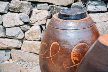 Jangdokdae Korean traditional food jar at Haemieupseong Fortress in Seosan, Korea