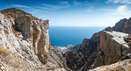 Rocky cliff and seascape, Greece