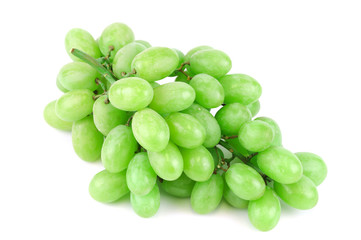 fresh green grapes isolated on white background