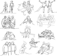 Fototapeta premium contour people. set of figures