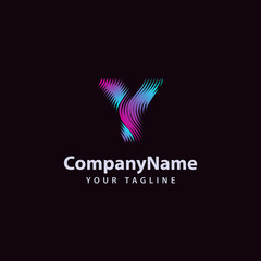 Letter Y modern Wave line Logo design template.