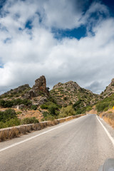 Empty road and hill, Crete, Greece