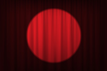 Spotlight on red curtains and chairs. Vector theater, cinema or circus background.