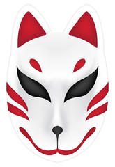 Fototapeta na wymiar japan fox kitsune mask on white background