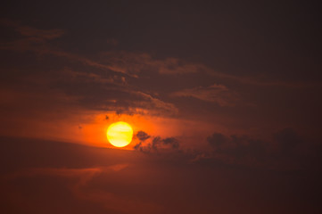 the sun go down, almost night in summer day.