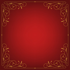 Gold vintage picture frame on wall