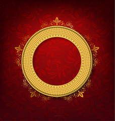 Gold vintage picture frame on  wall