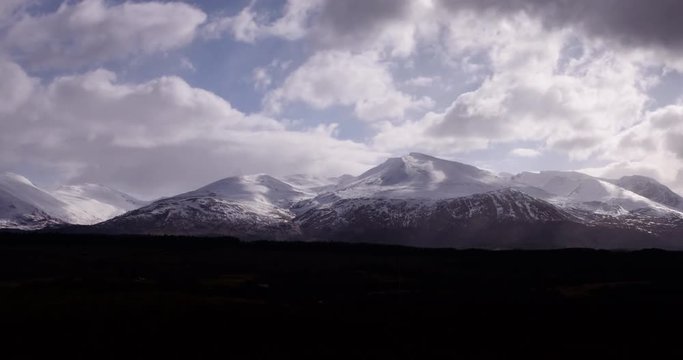 Time lapse clip of Ben Nevis and surrounding mountains in the Scottish highlands.