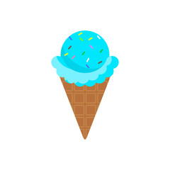 Ice cream delicious sweet frozen dessert. Fruit, chocolate creamy delicacy, in glaze, with fruit juice. Flat vector cartoon illustration. Objects isolated on a white background.