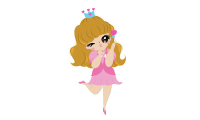 Cute princess cartoon vector
