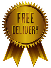 Free Delivery Badge icon in gold 
