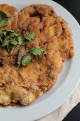 Thai fried eggs. Soft focus.
