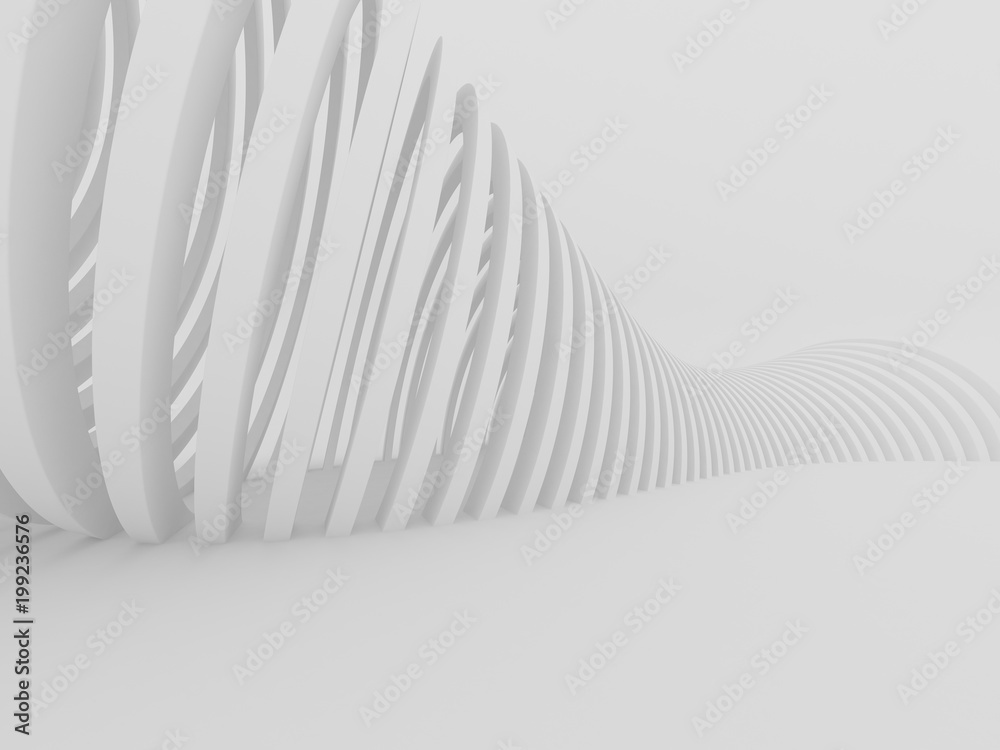 Poster abstract of white curved architectural pattern background,concept of future modern facade design on 