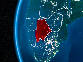 Botswana on Earth at night