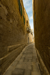 Fototapeta na wymiar Narrow street in Silent City of Mdina,Malta