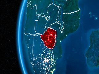 Zimbabwe on Earth at night