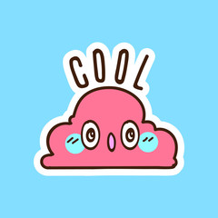 cute cloud vector sticker, cloud emoticon