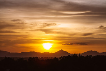 Sunset in mountains