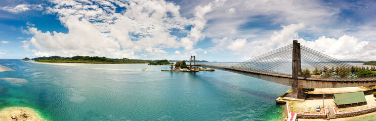 Palau Koror Bridge Micronesia, areal view coral beach