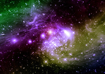 Stars, dust and gas nebula in a far galaxy