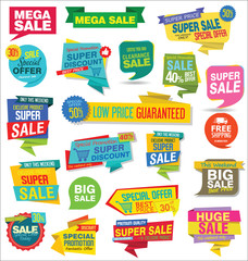 Modern sale stickers and tags colorful collection