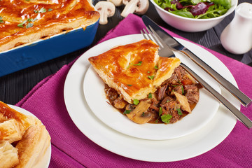 close-up of australian meat and Mushroom Pie
