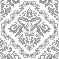 Classic seamless vector pattern. Damask orient silver ornament. Classic vintage background. Orient ornament for fabric, wallpaper and packaging