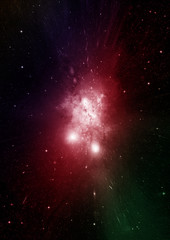 Stars, dust and gas nebula in a far galaxy