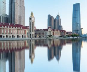 Obraz premium tianjin Jin Wan Plaza against clear sky,China,Asia.
