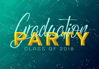 Graduation label. Vector text for graduation design, congratulation event, party, high school or college graduate. Lettering Class of 2018 for greeting, invitation card