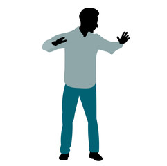 vector, isolated silhouette of man dancing