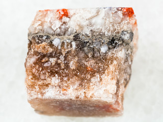 rough rock salt halite on white