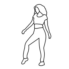 isolated sketch girl, woman dancing
