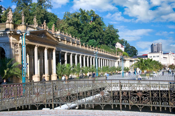 Mill colonnade in spa town Karlovy Vary, West Bohemia, Czech republic.