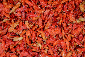 Dry red chili pepper background