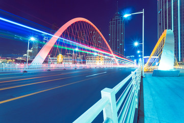 bridge road landscape at night,China.