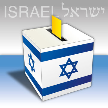 Israel elections, voting ballot box with flag and symbols