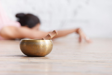 Beautiful young woman doing yoga