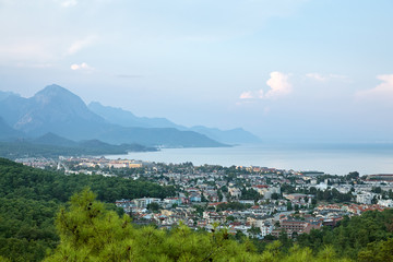 town, sea and mountains