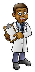 Doctor Cartoon Character Holding Clip Board