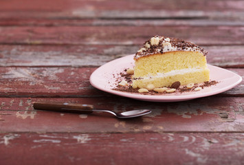 cake on old wooden table