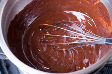 Chocolate dough with whisk